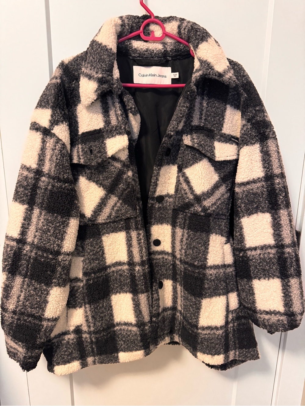 Calvin Klein Plaid Fluffy Jacket